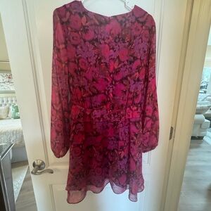 Floral Pink and Purple Sheer Dress